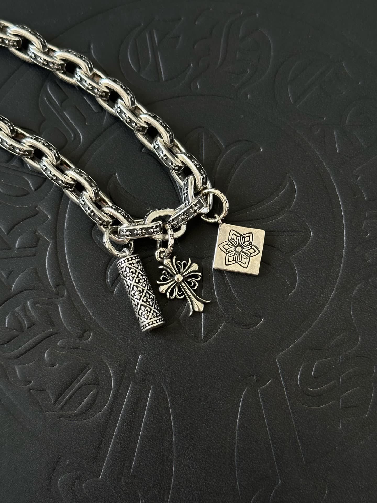 Chrome Hearts Blessed Silver Bracelet with Charms